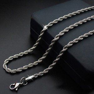 Men's Stainless Steel Twisted Rope Chain Necklace 24" 316L